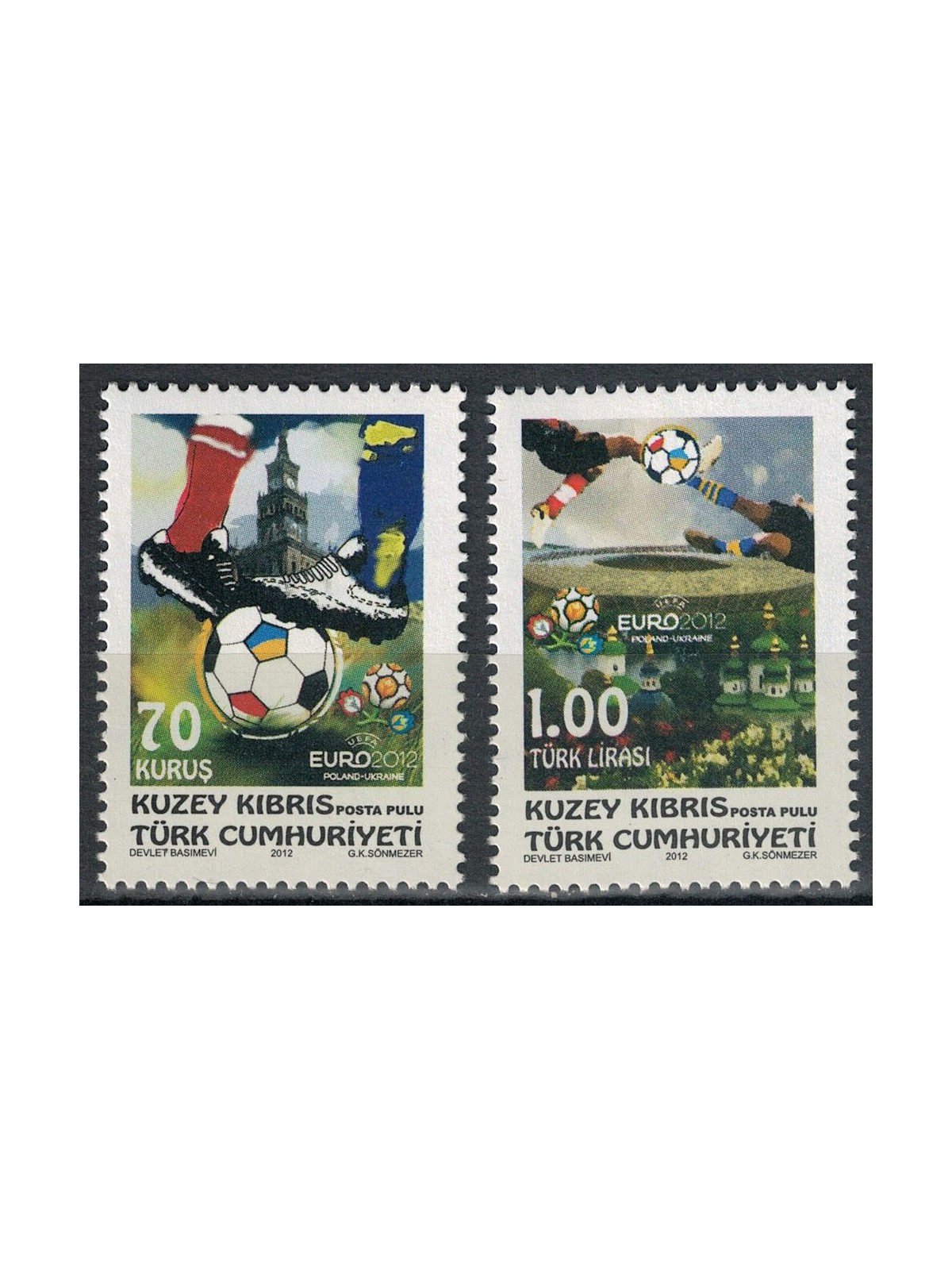 NORTHERN CYPRUS 2012 European Football Championship 2v MNH**