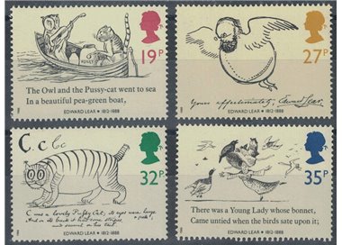GREAT BRITAIN 1988 Edward Lear 4v MNH**