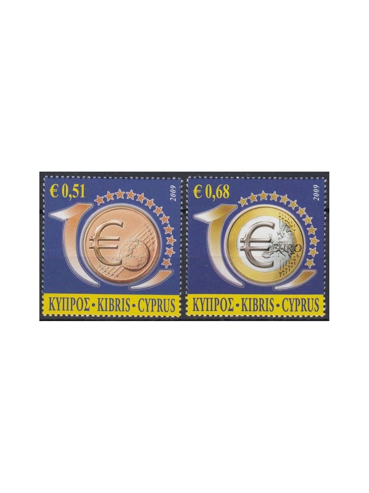 CYPRUS 2009 Anniversary Euro 2v MNH**