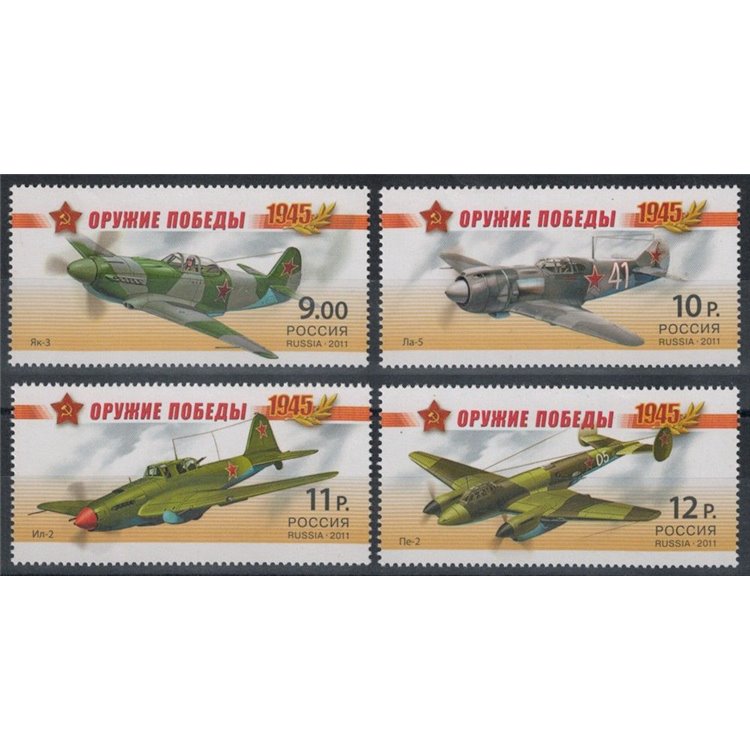 RUSSIA 2011 Aerei della 2ª Guerra Mondiale 4v MNH**