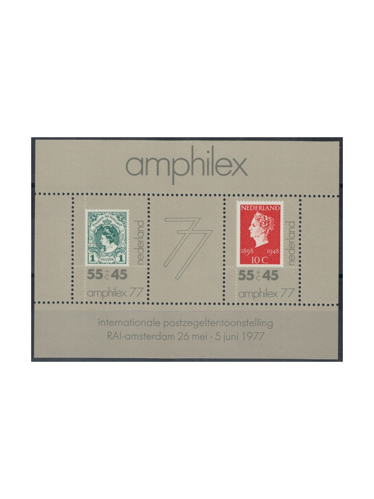 NETHERLANDS 1977 Amphilex, philatelic exhibition s/s MNH**