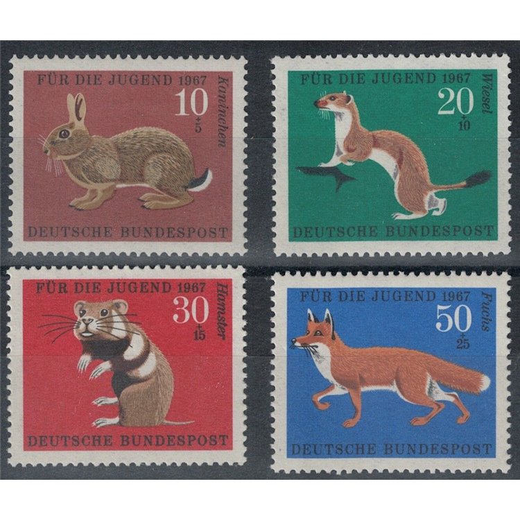 GERMANIA BRD 1967 Pro gioventù, animali selvatici 4v MNH**