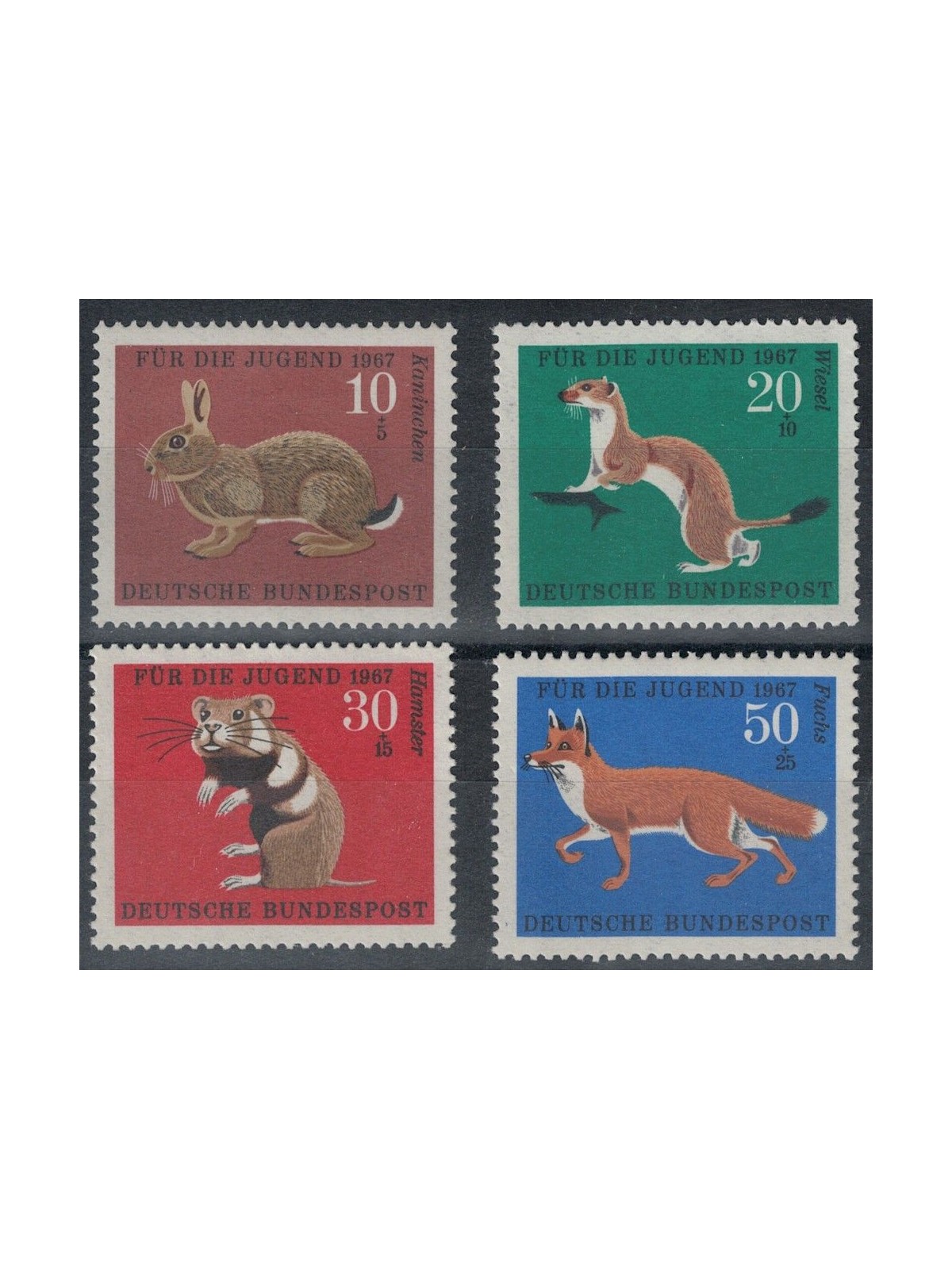 GERMANIA BRD 1967 Pro gioventù, animali selvatici 4v MNH**