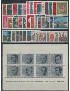 GERMANIA BRD 1964 Annata completa 42v + 1 BF MNH**