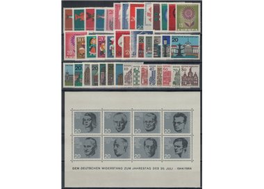 GERMANIA BRD 1964 Annata completa 42v + 1 BF MNH**