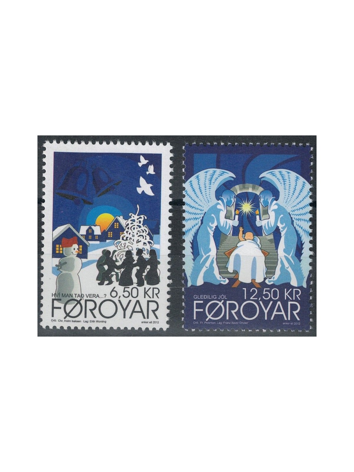 FAROE 2012 Christmas 2v MNH**