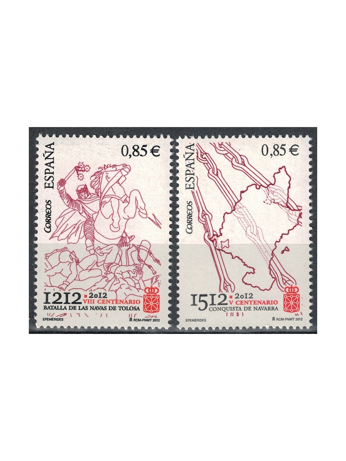 SPAGNA 2012 Battaglia di Las Navas e conquista di Navarra 2v MNH**