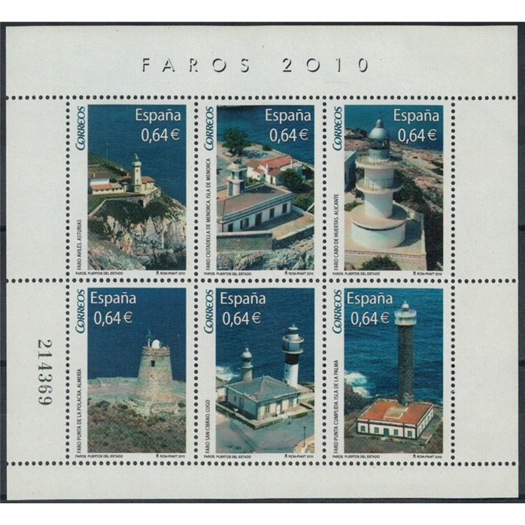 SPAIN 2010 Lighthouses, 4th series s/s MNH**