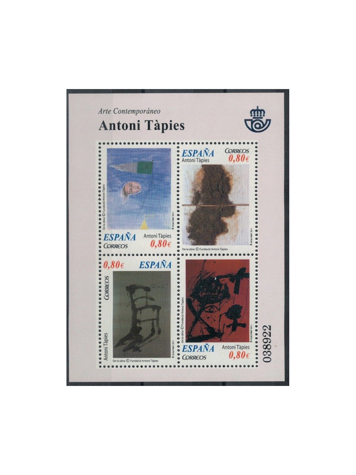 SPAGNA 2011 Arte contemporanea, Antoni Tàpies BF MNH**