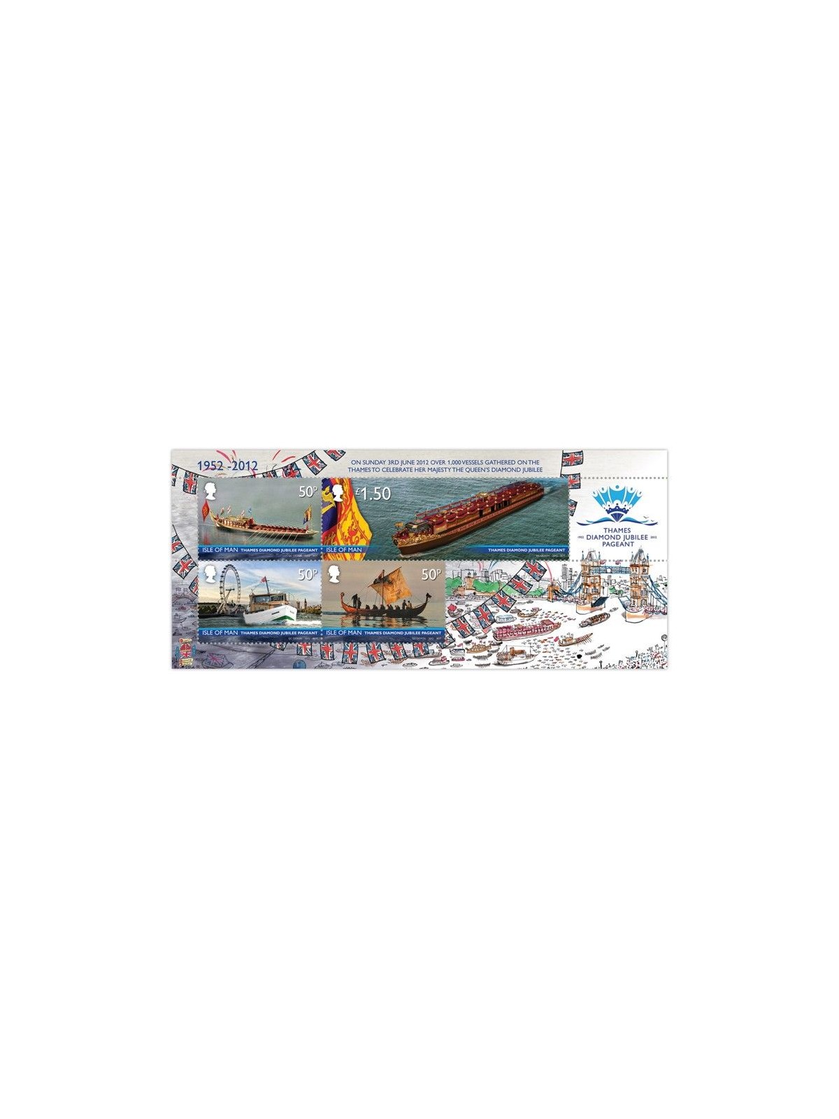 MAN 2012 Diamond Jubilee Elisabetta II BF MNH** (BF90)