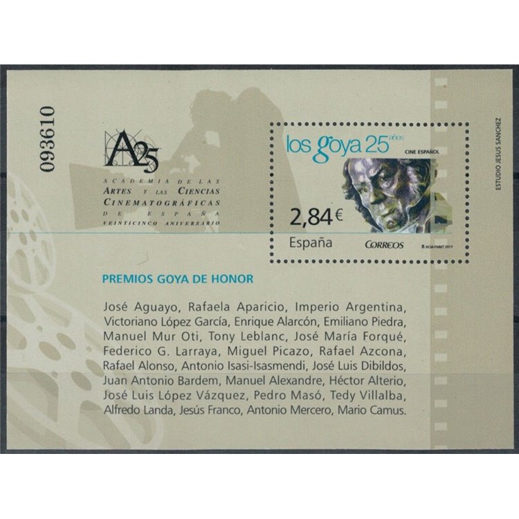 SPAIN 2011 Cinema, Goya Award s/s MNH**