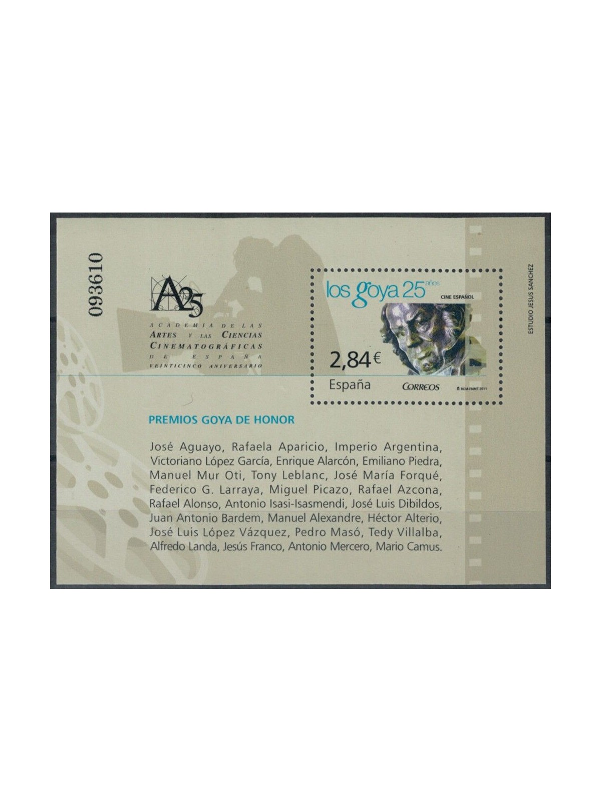 SPAIN 2011 Cinema, Goya Award s/s MNH**