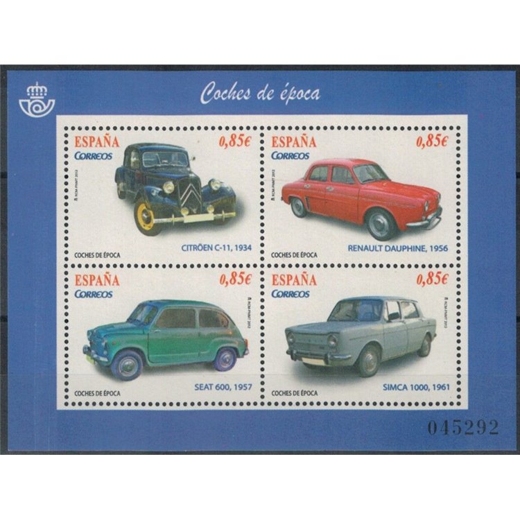 SPAIN 2012 Vintage Cars, 1st series s/s MNH**