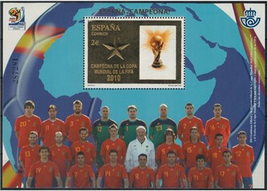 SPAGNA 2010 Campione del mondo di calcio BF MNH**