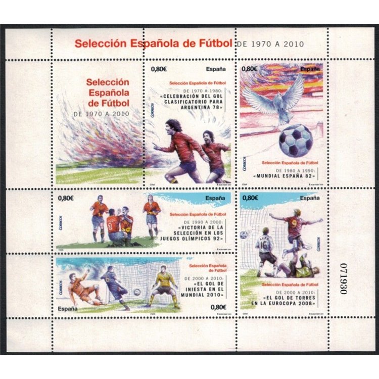 SPAIN 2011 Spanish National Football Team 1970-2010 s/s MNH**