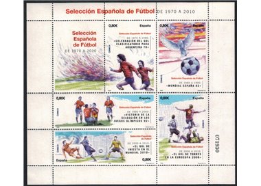 SPAGNA 2011 Squadra nazionale di calcio spagnola 1970-2010 BF MNH**