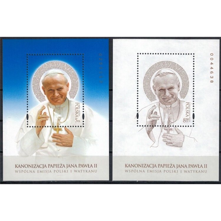 POLONIA 2014 Canonizzazione di Papa Giovanni Paolo II 2 BF MNH**