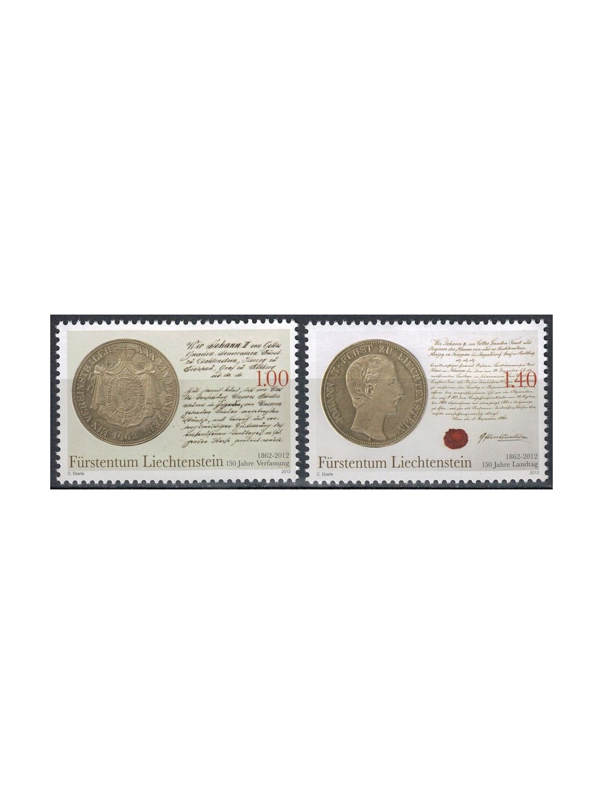 LIECHTENSTEIN 2012 Costituzione e Parlamento 2v MNH**