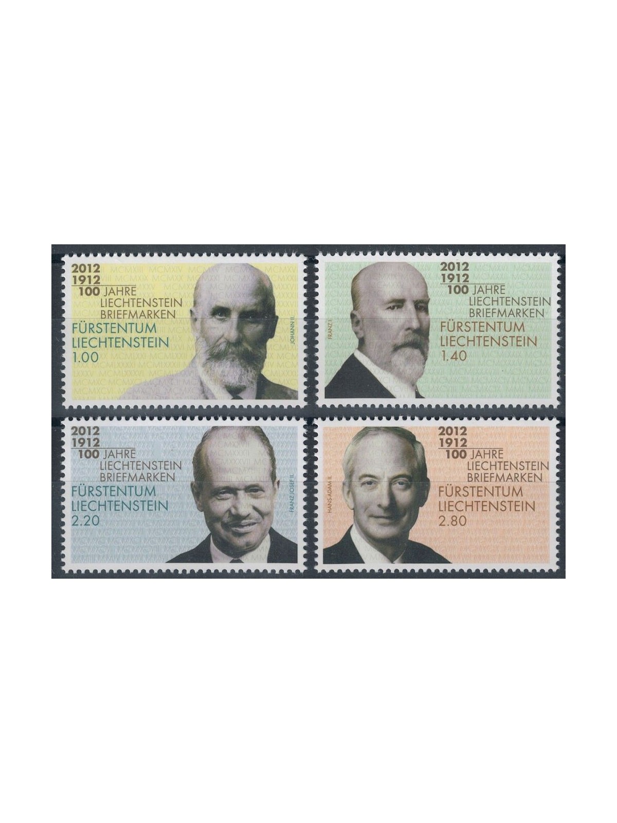 LIECHTENSTEIN 2012 Centenary of the 4v MNH stamps**