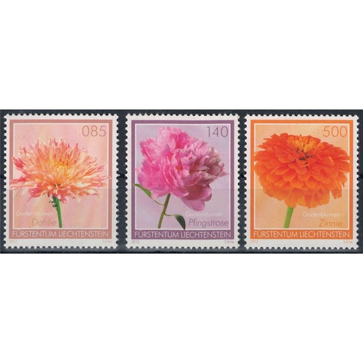 LIECHTENSTEIN 2012 Fiori dei nostri giardini 3v MNH**