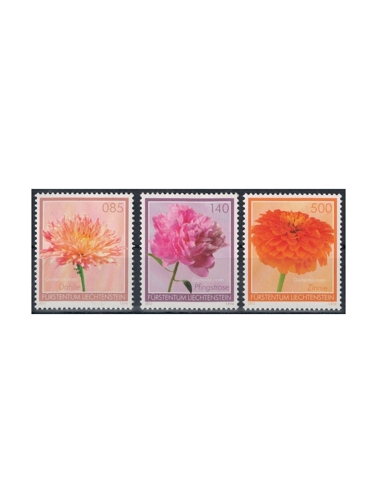 LIECHTENSTEIN 2012 Fiori dei nostri giardini 3v MNH**