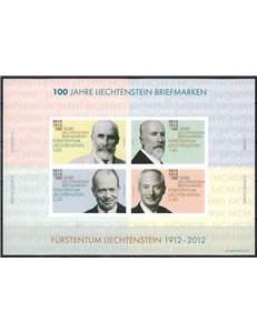 LIECHTENSTEIN 2012 Centenario dei francobolli BF MNH**