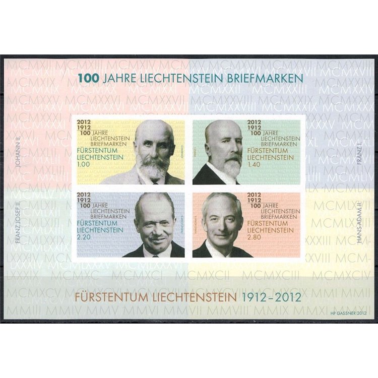 LIECHTENSTEIN 2012 Centenary of the s/s MNH stamps**