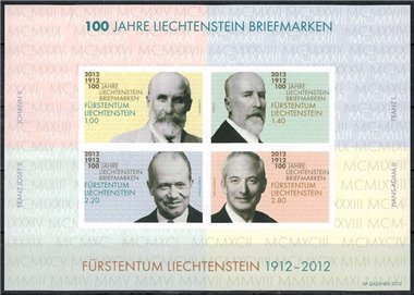 LIECHTENSTEIN 2012 Centenary of the s/s MNH stamps**