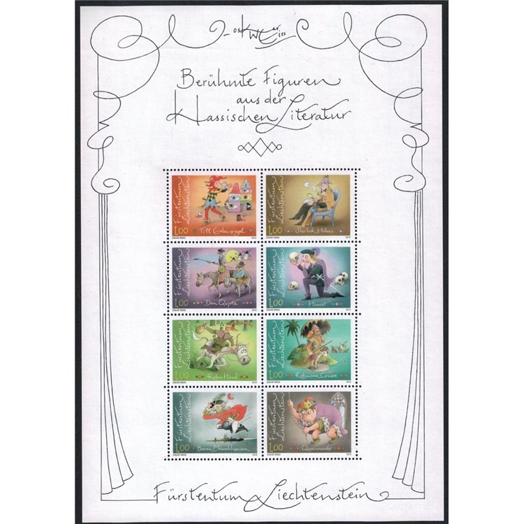 LIECHTENSTEIN 2012 Heroes of Literature s/s MNH**