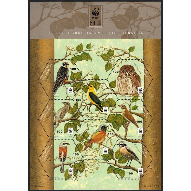 LIECHTENSTEIN 2011 WWF, protezione della natura BF MNH**