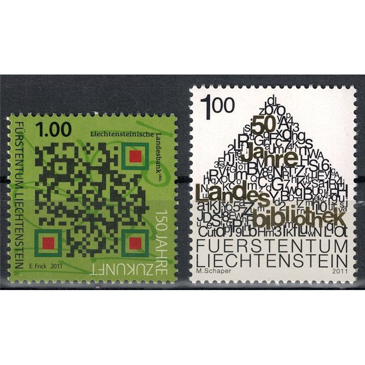 LIECHTENSTEIN 2011 Anniversaries, Bank and Library 2v MNH**