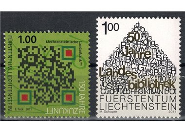 LIECHTENSTEIN 2011 Anniversari, Banca e Biblioteca 2v MNH**