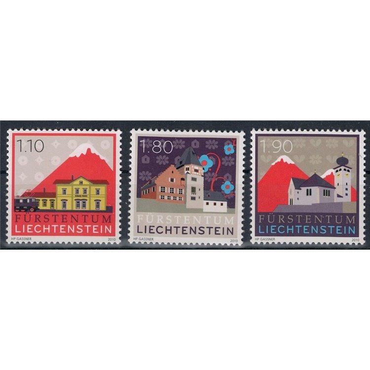 LIECHTENSTEIN 2010 Buildings 3v MNH**