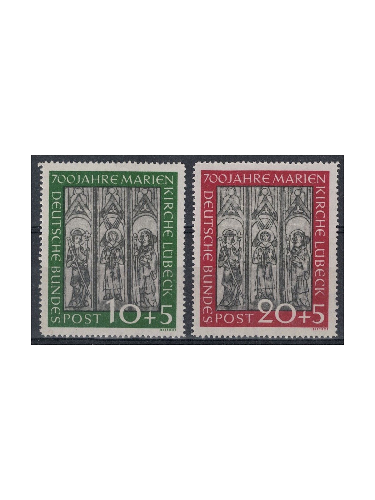 GERMANIA BRD 1951 Cattedrale di Lubecca 2v MH*