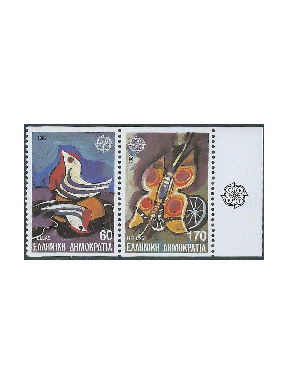 GREECE 1989 Europe (from booklet) 2v MNH**
