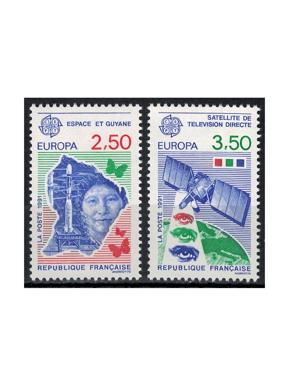 FRANCIA 1991 Europa 2v MNH**
