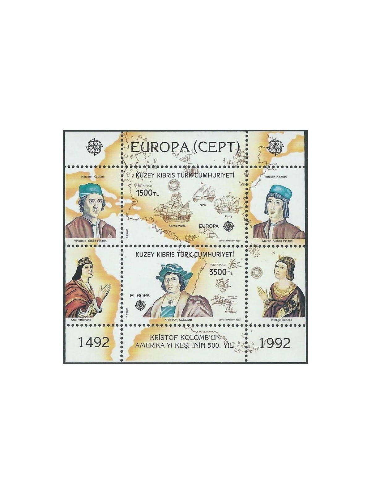 NORTHERN CYPRUS 1992 Europe s/s MNH**