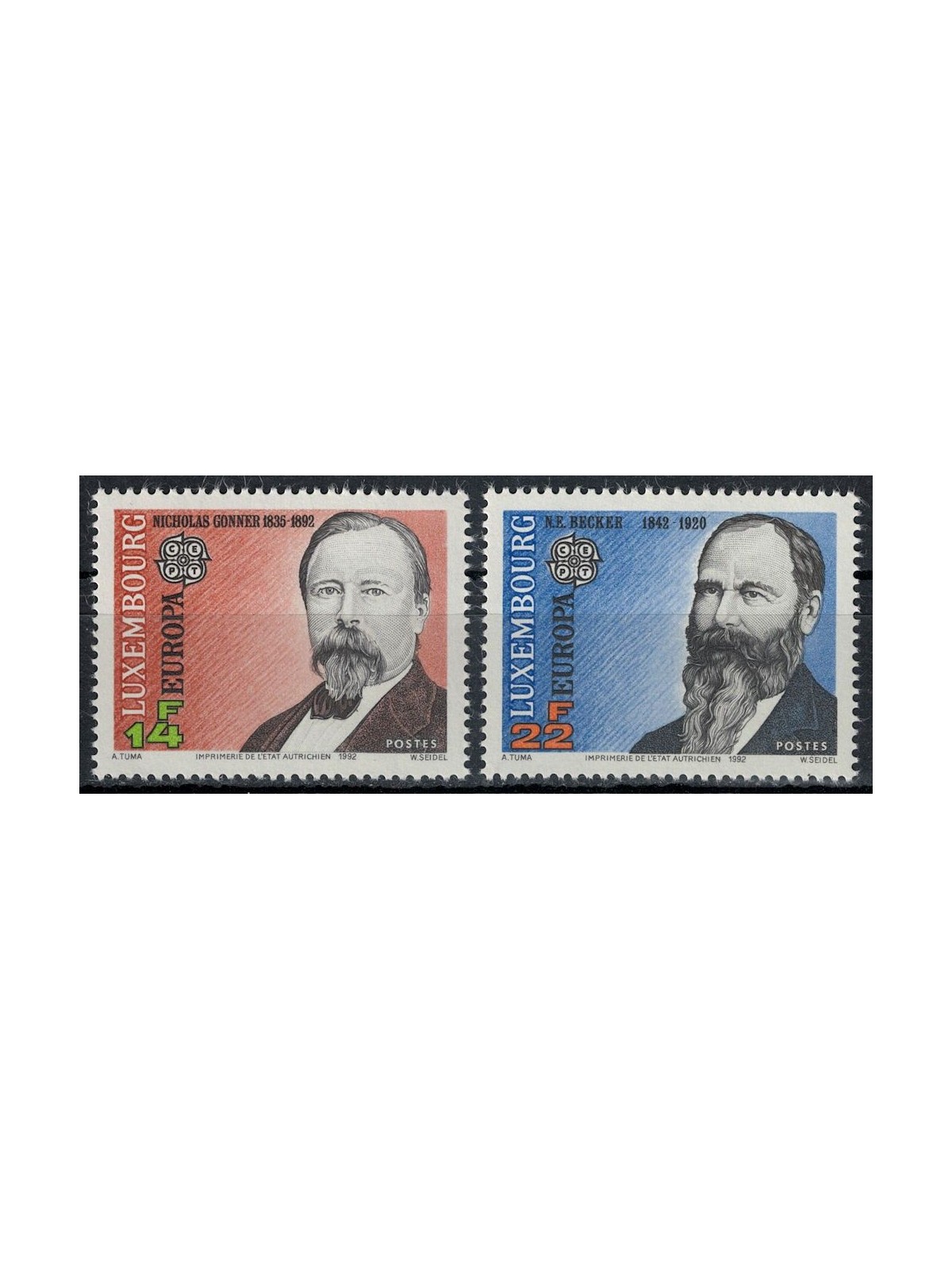 LUSSEMBURGO 1992 Europa 2v MNH**