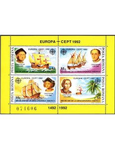 ROMANIA 1992 Europa BF MNH**