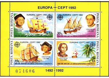 ROMANIA 1992 Europa BF MNH**