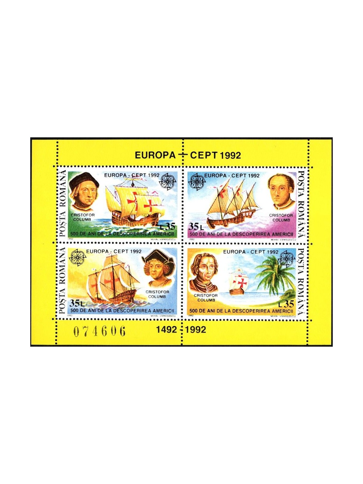ROMANIA 1992 Europe s/s MNH**