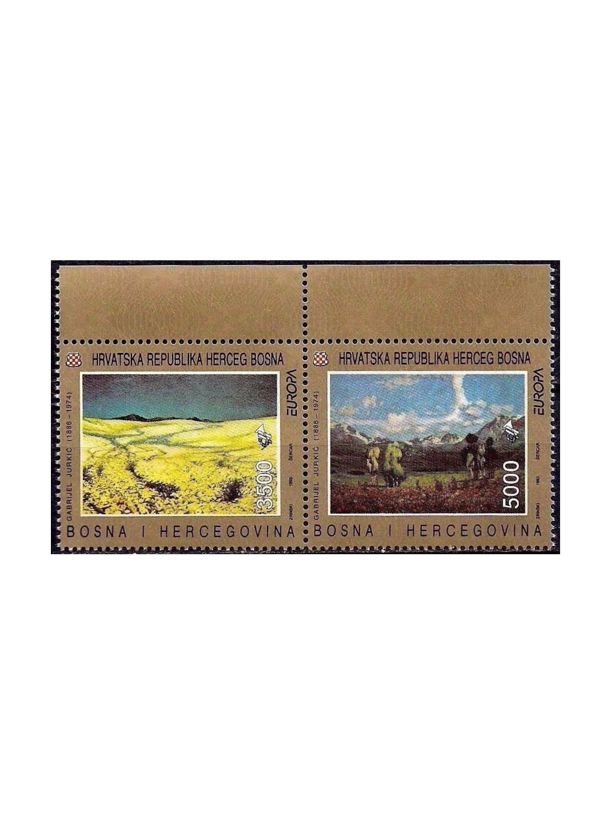 CROATIAN BOSNIA 1993 Europe 2v MNH**