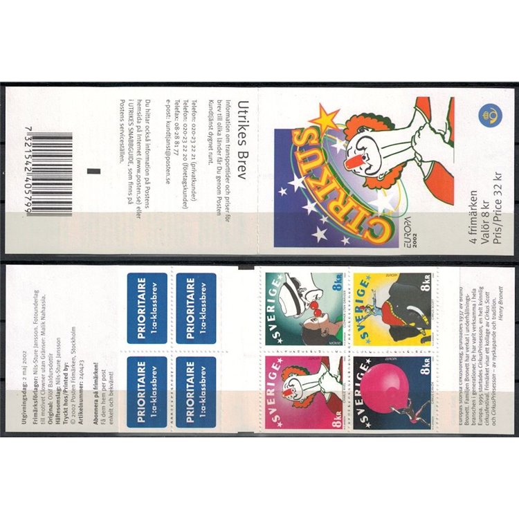 SWEDEN 2002 Europe booklet MNH**