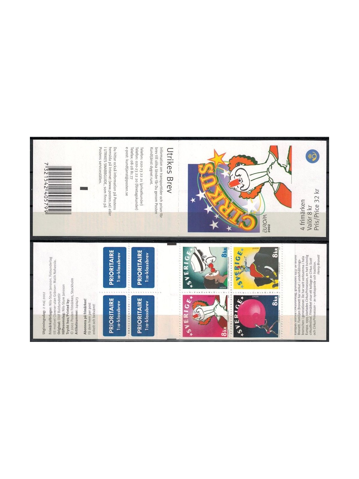 SWEDEN 2002 Europe booklet MNH**