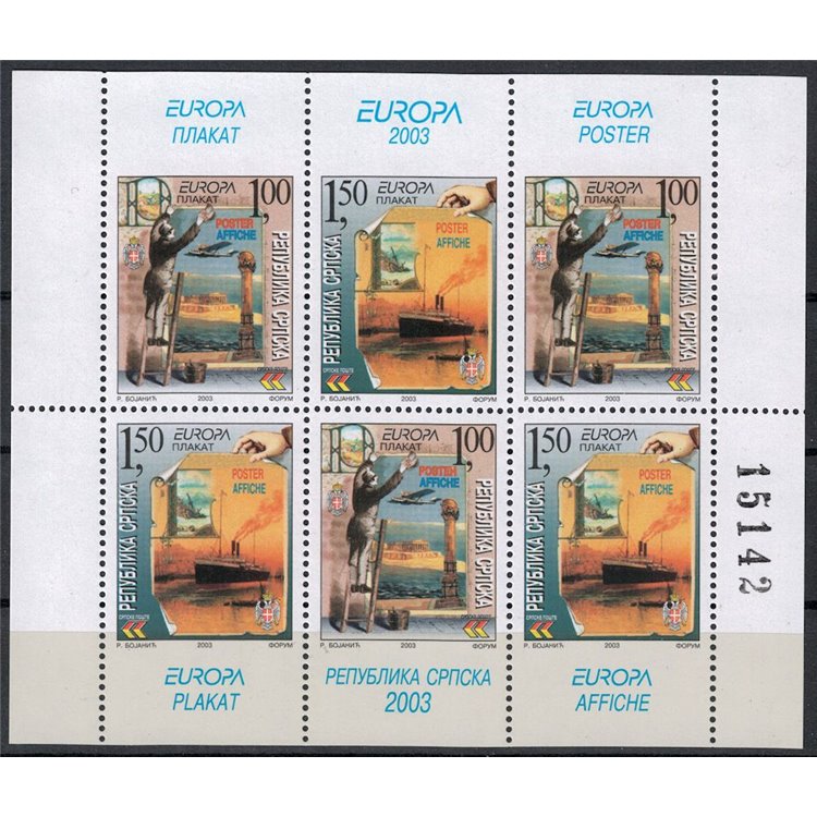 BOSNIA SERBA 2003 Europe (from booklet) 6v MNH**