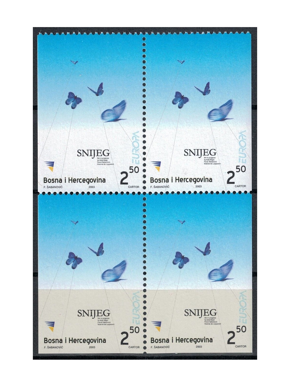 BOSNIA HERZEGOVINA 2003 Europe (from booklet) 4v MNH**
