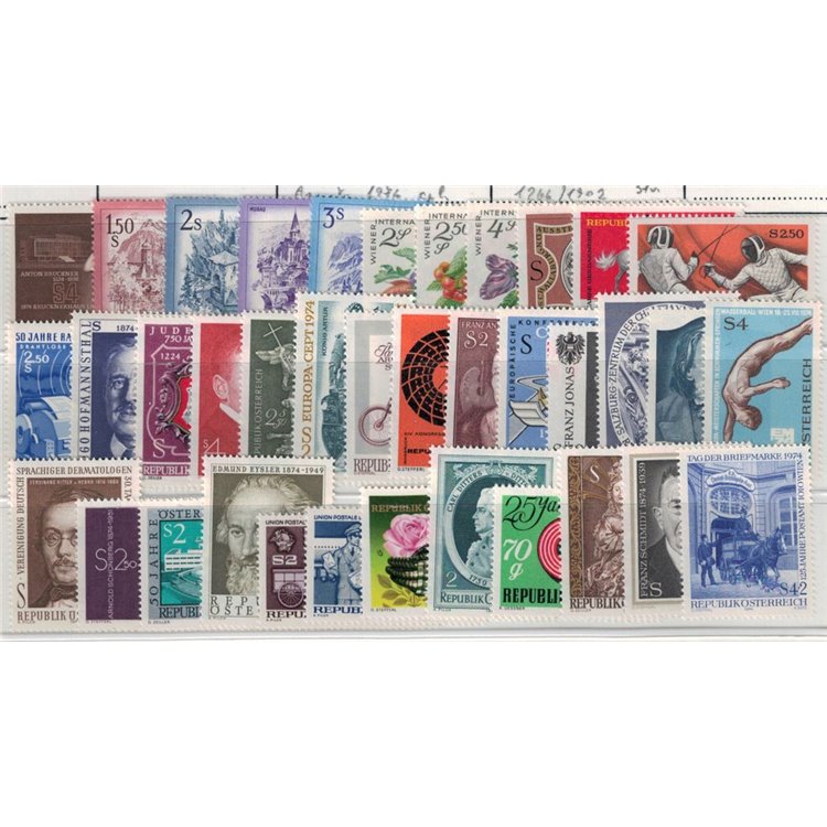 AUSTRIA 1974 Annata completa 37v MNH**