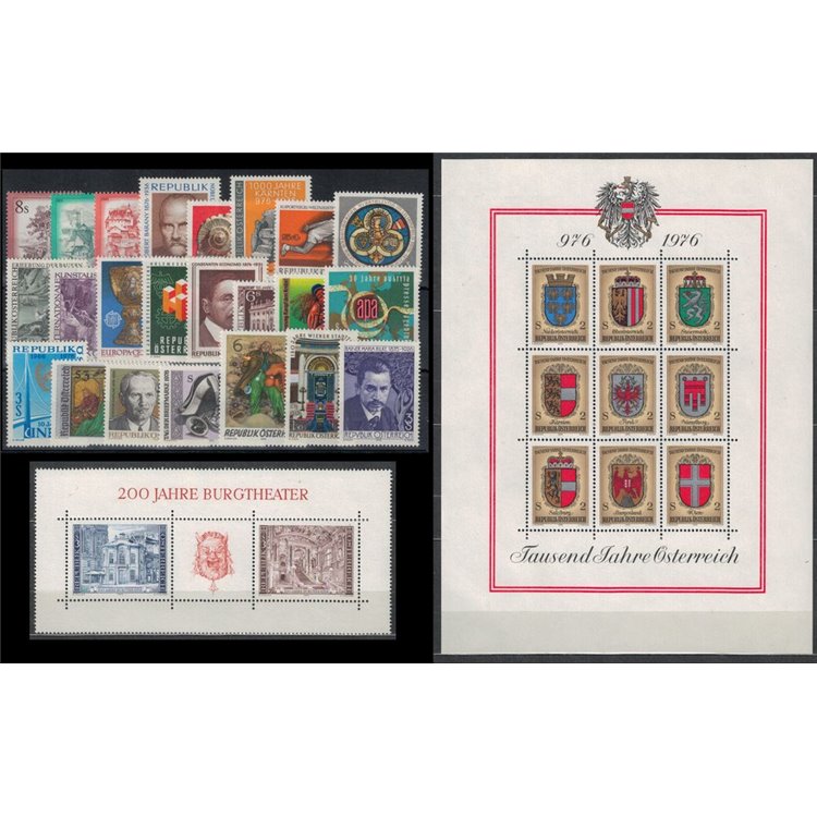 AUSTRIA 1976 Annata completa 23v + 2 BF MNH**