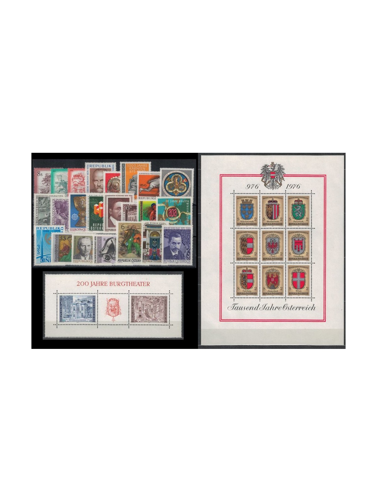 AUSTRIA 1976 Complete vintage 23v + 2 s/s MNH**