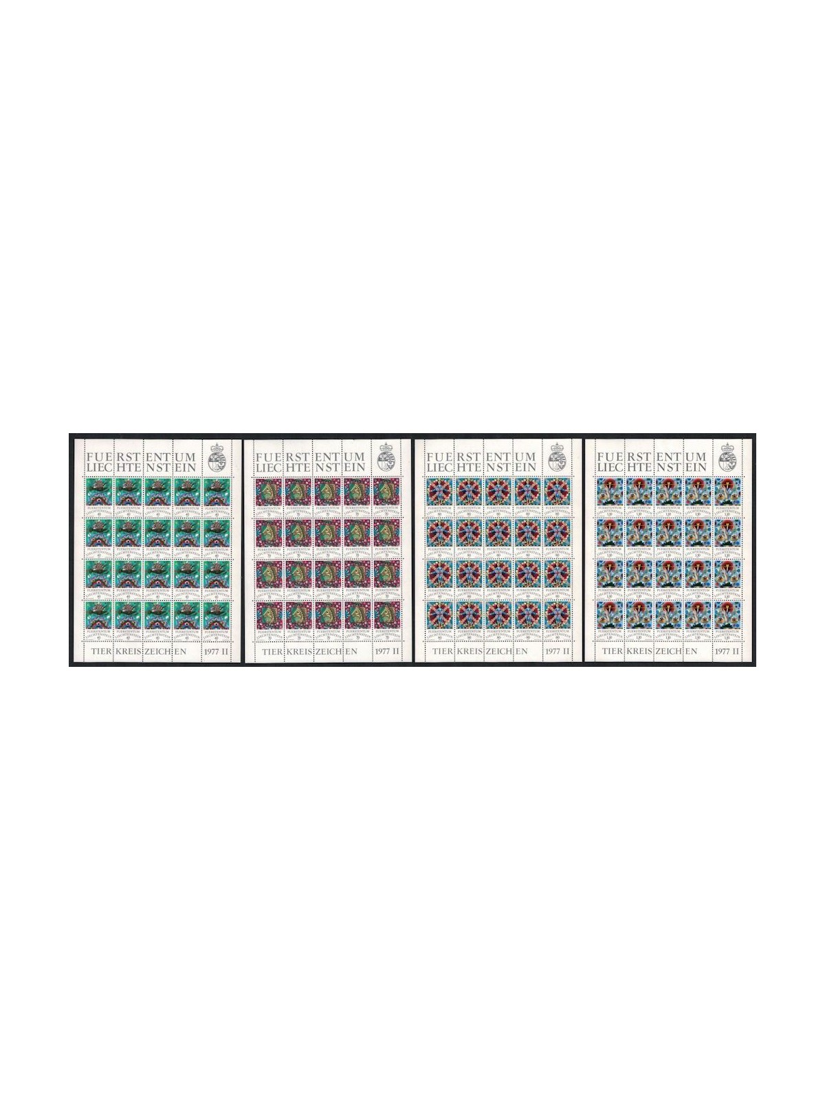 LIECHTENSTEIN 1977 Segni dello Zodiaco 4 MF MNH**
